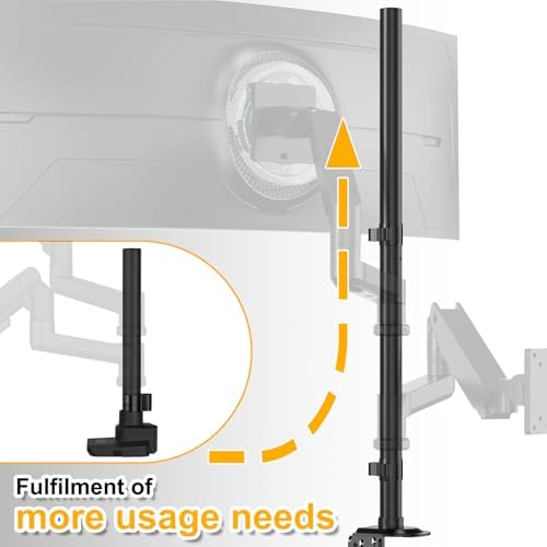 Steel Extra Tall 32 Inch 2-Section Monitor Stand Pole with Mounting Base