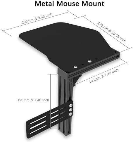EG STARTS 1x Metal Extend Mouse Pad Holder Platform, Adjustable Horizontally & Height for Desk & Chair Extend Metal Computer Mouse Desk Mount Pads, Flight Joystick Mount Extension Attachment
