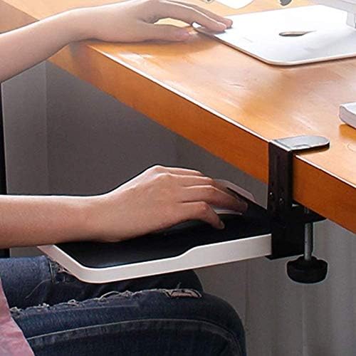 Mouse Tray Clamp Under Desk Mouse Platform Clamp On Slide Out Ergonomic Mouse Tray Extender Sliding Pull Out (White)
