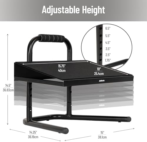 Mind Reader Foot Rest, Under Desk at Work, Ergonomic, Height Adjustable, Office, Metal, Black