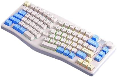 A75 Alice-Layout Mechanical Keyboard with Rocker and Knob,Hot Swappable Triple Mode Gaming Keyboard with Cute Cat Keycaps for Win/Mac,Gasket,RGB Backlight,4000mAh Battery (Moonlight White)