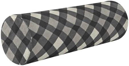 Round Bolster Pillow Small Neck Roll Pillow Long Round Pillow Cylinder Pillows for Sleeping Cervical Pillow Covers with Zipper Argyle Plaid Dimgray