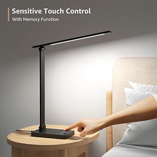 Lepro Desk Lamp with USB Charging Port for Home Office, 650LM 9.5W, Black