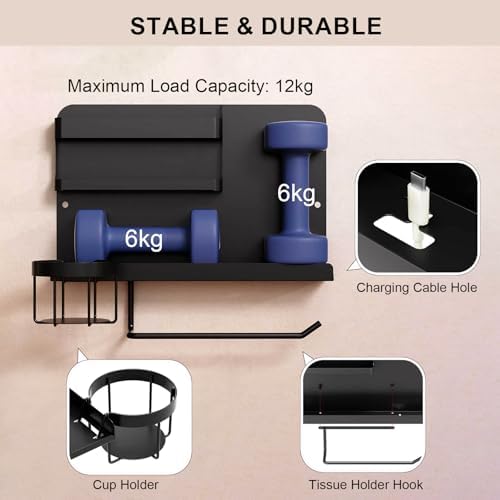 Bcareself Bedside Wall Organizer, Floating Bedside Shelf Wall Mount, Dorm Room Essentials, Remote Control Holder, Dorm Decor Organization and Storage Cool Teen Girls Trendy Stuff (Black)