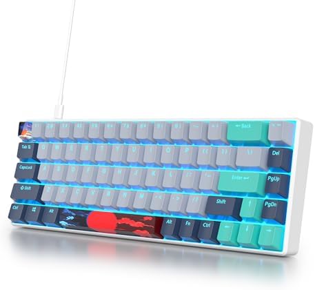 Owpkeenthy 65 Percent Mechanical Gaming Keyboard Hammerhead Shark with Red Switch Ultra Compact RGB Wired 60% Gaming Keyboard N-Key Rollover for PC Gamer Box PS
