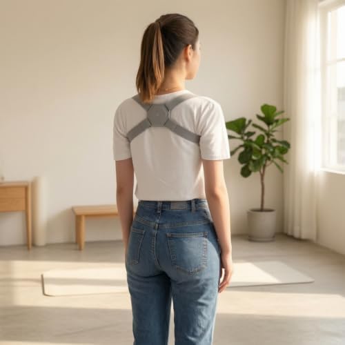 Posture Correction Strap Posture with Adjustable Bands Comfortable Back Brace with Straps for Office Workers, Desk Work, 9.7 8.2 2 Cm, Standard 2000 Model, English Packaging