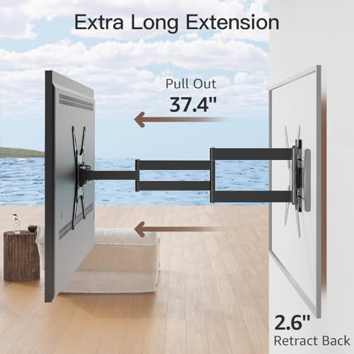 ELIVED Outdoor Long Arm TV Mount for 26-65" TVs, 37.4in Extension