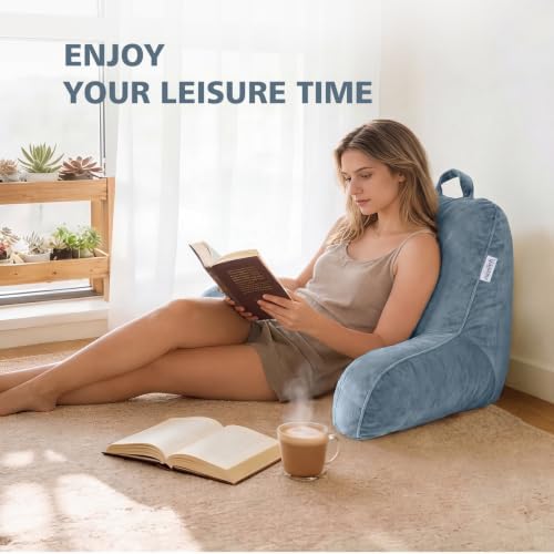 Memory Foam Reading Pillow for Sitting in Bed, Standard,Dusty Blue