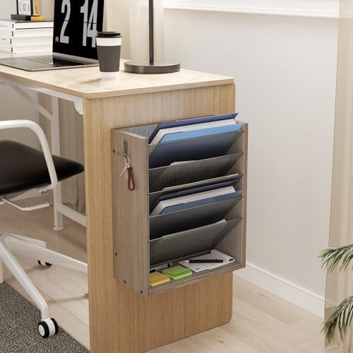 Mail Organizer Wall Mounted, 6-Slot Hanging File Organizer with Key Holder
