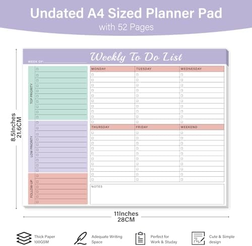 TREES Weekly To-Do List Notepad, 52-Week Desk Planner Organizer, 8.5" x 11"
