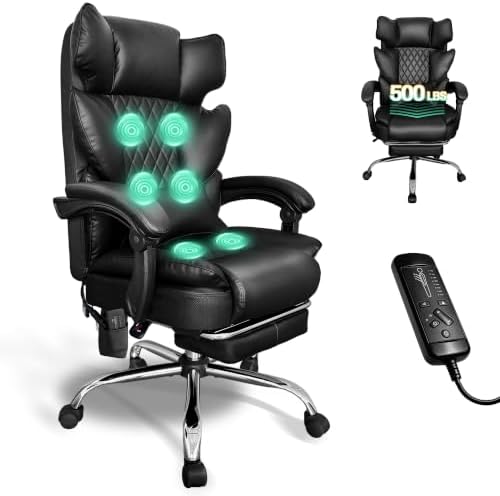 Realbear Big & Tall 6-Point Massage Office Chair with Footrest