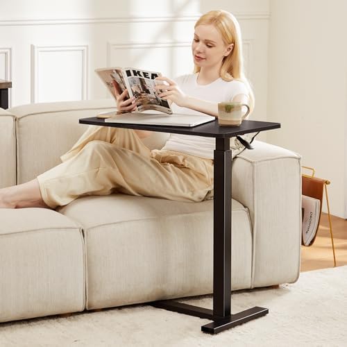 Sweetcrispy Overbed Table, Adjustable Rolling Desk, Mobile Standing Desk