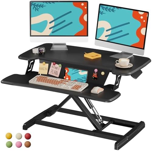 JOY worker Standing Desk Converter, 32" Height Adjustable Desk Riser, Black
