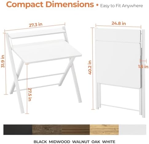 GreenForest Folding Desk No Assembly, Sturdy Computer Desk for Small Spaces