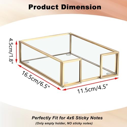 BTSKY Golden Glass Sticky Note Holder for 4x6 Inch Sticky Notes