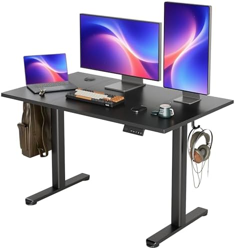 INNOVAR Electric Height Adjustable Standing Desk, 48x24 Inch, Deep Black