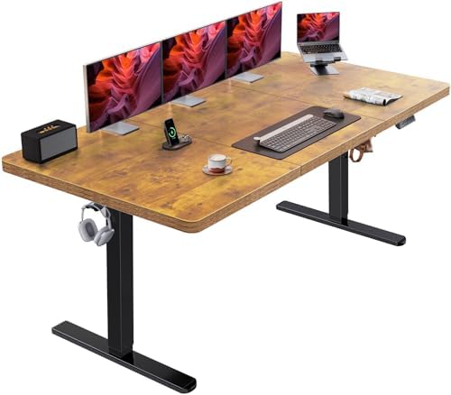 HUANUO 71 x 35 Inch Large Electric Standing Desk, Brushless Motor, Vintage