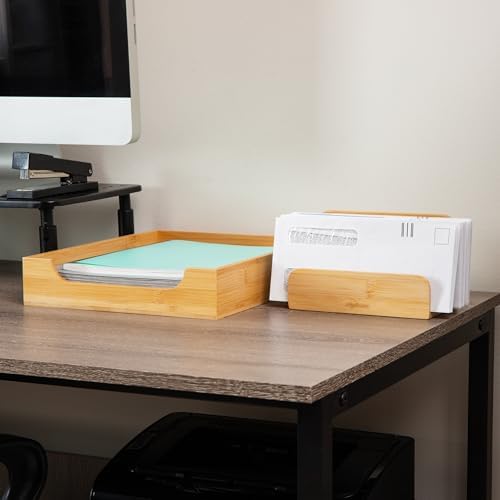 Mind Reader 3-Tier Mail Sorter, Desktop Organizer, Mail Organizer, Modern, Office, Bamboo, 6.75"L x 4"W x 4.25"H, Brown