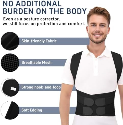 Posture Corrector for Women and Men, Back Brace Posture Corrector with Full Back Support, Adjustable Shoulder Brace and Waist Belt, Back Straightener Posture Trainer for Upper Back, Neck, Shoulder and Lower Back Pain Relief, Scoliosis, Hunchback (Black...