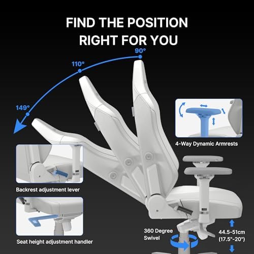 Blacklyte Athena Pro Gaming Chair, White Leather
