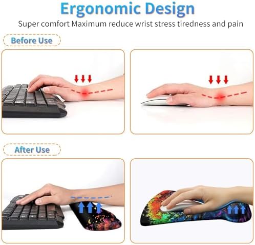 3-in-1 Ergonomic Memory Foam Keyboard Wrist Rest Pad Set, Colored Trees