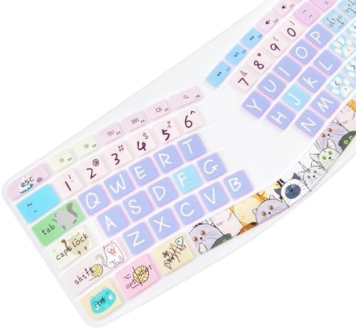 Silicone Keyboard Cover Compatible with Logitech Ergo K860 Ergonomic Keyboard US Layout, Logitech K860 Accessories, Cute Cat