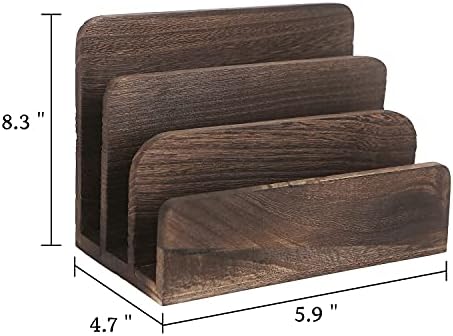 File Holder for Desk,Wood Paper Organizer,Rustic Desk Organizer,Darkbrown