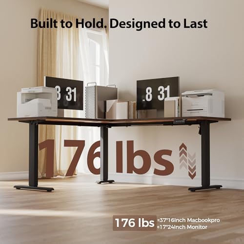 Agilestic L Shaped Standing Desk Adjustable Height, 63 Inch, Rustic Brown