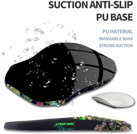 Ergonomic Raised Mouse Pad Wrist Support with Bilateral Slope Memory Foam Mousepad for Wrist Rest and Carpal Tunnel Pain Relief 11.8x7.9〃Midnight Flowers