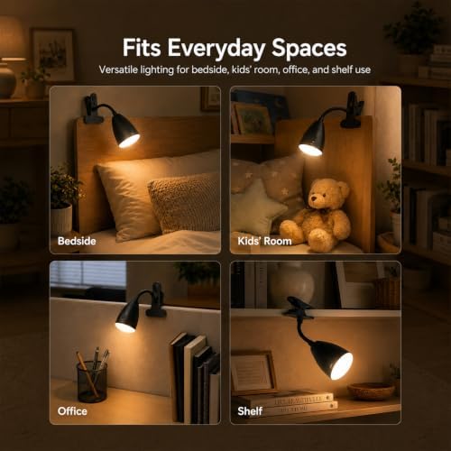 5000mAh Rechargeable Clip on Light, LED Reading Light, 3 Color Modes & Stepless Dimming, Cordless Reading Lamp with Clamp for Bed, Desk, Bedside Table, Camping