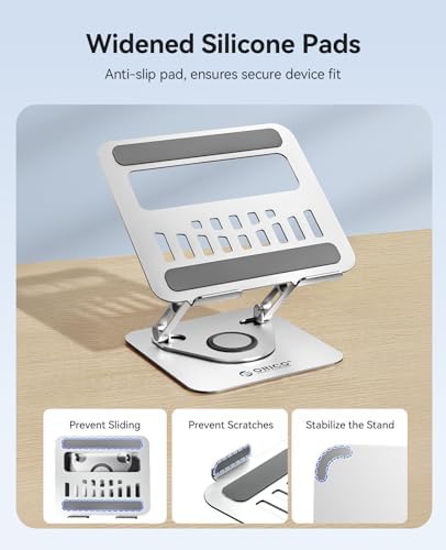 ORICO Adjustable Laptop Stand for Desk, 360° Rotating Base, ST12-Silver