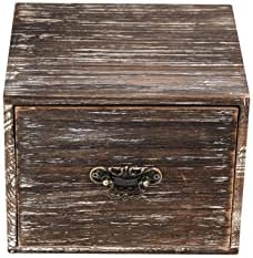 Office Desk Organizer with Drawers Dark Brown Vintage Square Wood Desktop Storage Box Workspace School Supplies Farmhouse Kitchen Countertop Makeup Storage bins for Home Toiletries Supplies Vanity……