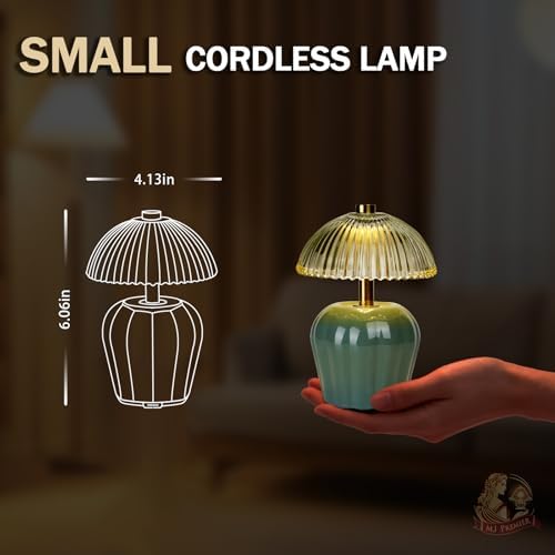 MJ PREMIER Rechargeable Table Lamp, Small Cordless Lamp with Timer, Green*2