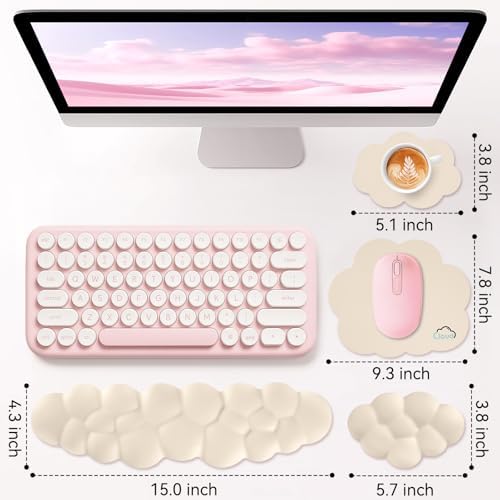 Sushret Cloud Wrist Rest for Computer Keyboard and Mouse Pad Set, Beige