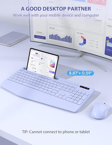 SABLUTE Wireless Keyboard and Mouse Combo, Full Size, Ergonomic Wrist Rest