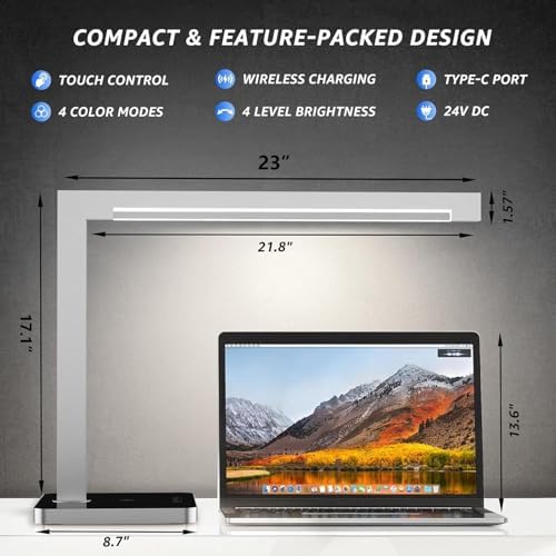 4-Pack Aluminum LED Desk Lamp with Charging, 15W Table Lamp
