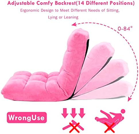 GIANTEX Floor Chairs for Adults, Floor Gaming Chair w/Back Support (Pink)