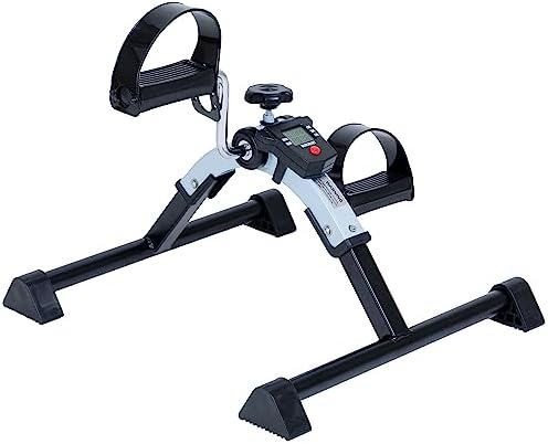 iLiving Under Desk Bike Pedal Exerciser with Electronic Display - Fully Assembled Folding Equipment, Mini Bike for Legs and Arms Workout, Portable and Easy-to-Use with LCD Screen (ILG-688), Blue