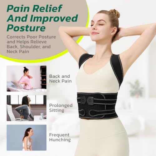 aoFIT Back Brace Posture Corrector for Women, Upgraded Upper Back Support Helps Neck, Shoulder & Back Pain Relief, Comfortable Spine Support Belt for Office, Work and Home Daily Use