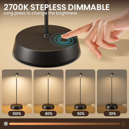 Cordless Touch Table Lamp Rechargeable LED Battery Operated 6000mAh