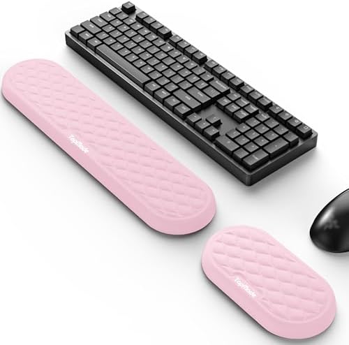 Ergonomic Wrist Rest, Full-Size Keyboard & Mouse Wrist Support Pad, Pink