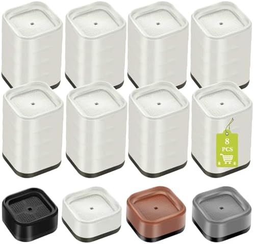 8 Pack Furniture Risers 4 Inch, Adjustable Bed Risers Heavy Duty for Table Desk Couch Chair Sofa Cabinet Bed Legs Dorm, Square Stackable Bed Raisers Blocks Lift Height 1", 2",3"or 4", White