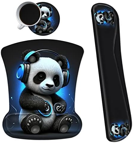 3Pcs Ergonomic Memory Foam Keyboard Wrist Rest Pad Set, Panda
