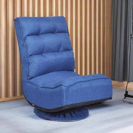 Giantex 360 Degree Swivel Floor Chair, Folding Floor Gaming Chair with 6 Positions Adjustable, Lazy Sofa Lounge Chair w/Tufted Back Support, Video Gaming Chair for Reading TV Watching (Navy Blue)