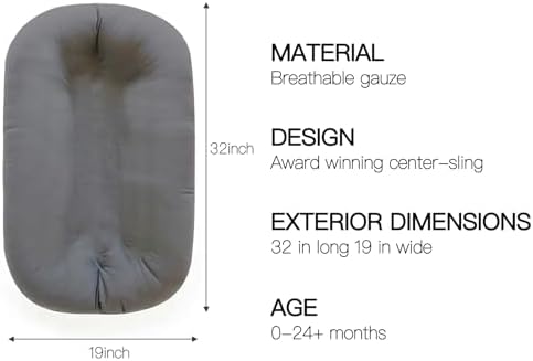 Baby Lounger Newborn 0-24 Months, Home and Travel Infant Cushion-Grey