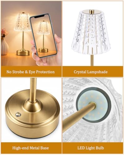 Nusogon Cordless Touch Table Lamp, Premium Rechargeable LED Small Desk Lamp