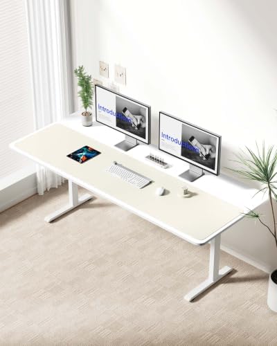 YSAGi Leather Desk Protector, Office Mat, Large Mouse Mat, Non-Slip PU Leather Blotter, Laptop Desk Mat, Waterproof Writing Pad for Office and Home(Cream, 63" x 17.2")