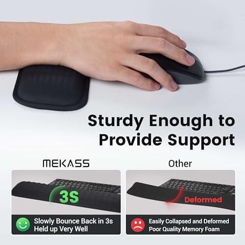 MEKASS Ergonomic Mouse Wrist Rest, Premium Memory Foam Mouse Wrist Pad Support Relieve Wrist Pain for Long Hours of Work, Gaming (Classic Black