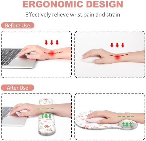 Ergonomic Mouse Pad with Wrist Rest and Keyboard Wrist Rest, Gel Mousepad