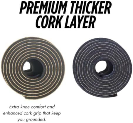 Cork Yoga Mat with Natural Rubber Base, Extra Size, Thickness and Support, Excellent Cushion & Grip, Non-Slip, Non-Toxic, Sweat-Resistant, Sustainable, Eco-friendly Exercise Mat